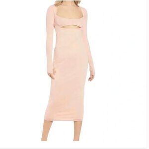 NEW AFRM Cutout Long Sleeve Mesh Midi Dress